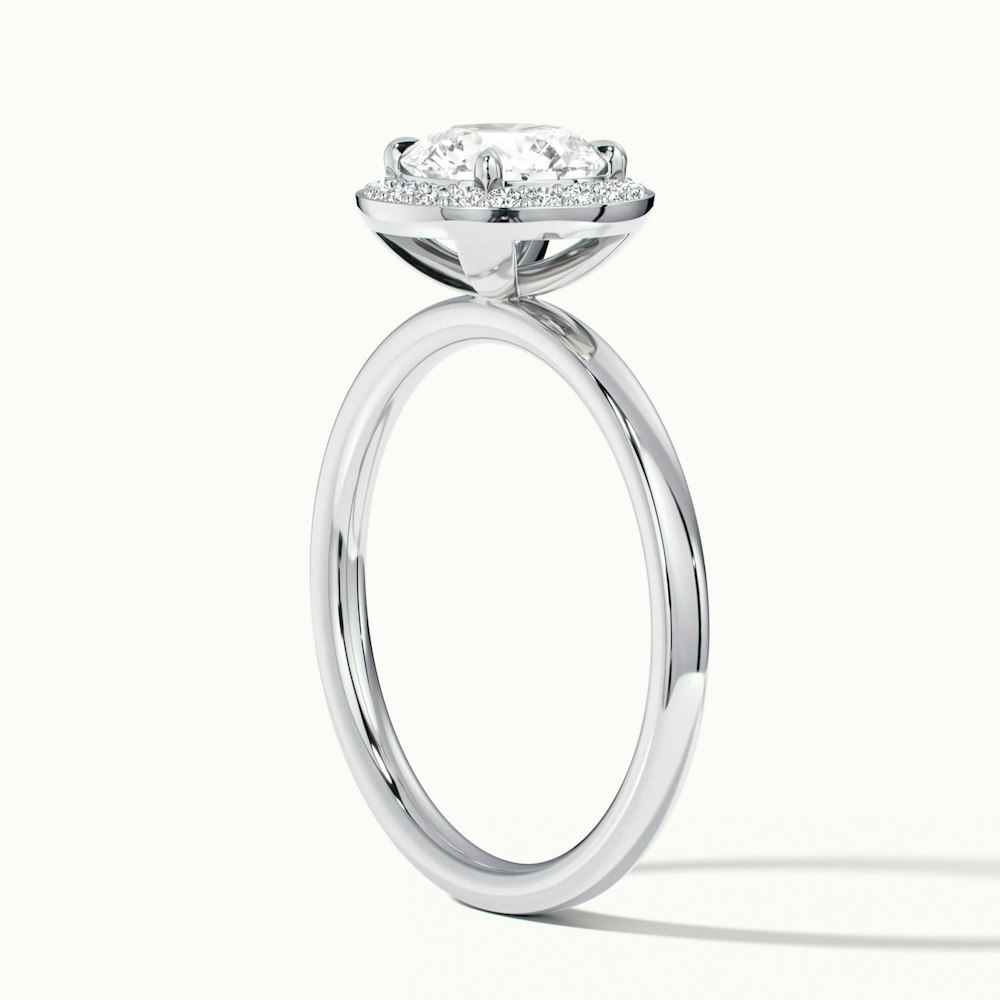 Aura 1 Carat Round Halo Pave Moissanite Engagement Ring in 14k White Gold