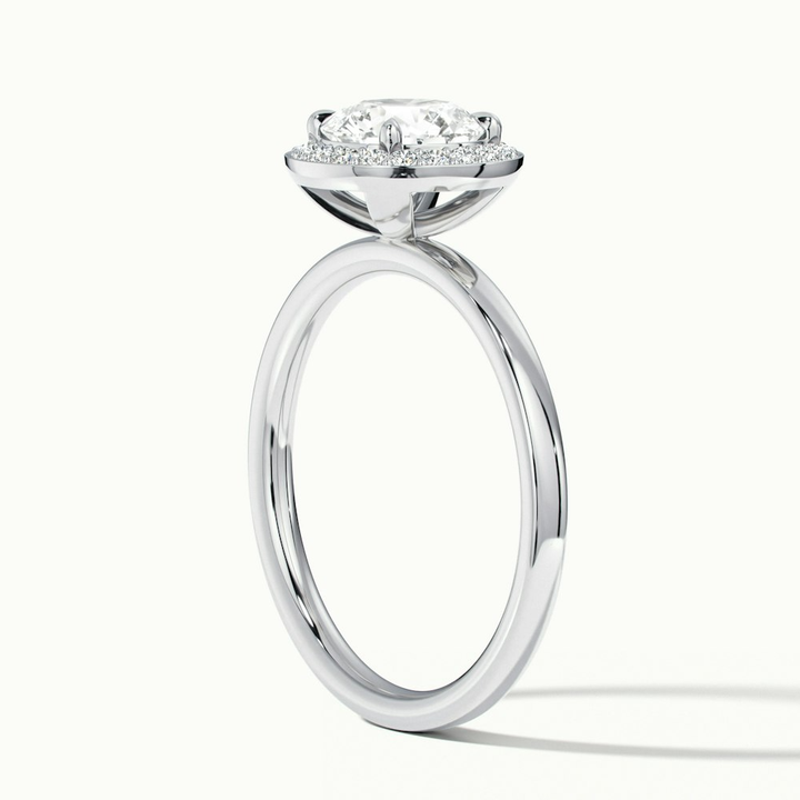 Aura 1.5 Carat Round Halo Pave Moissanite Engagement Ring in 10k White Gold