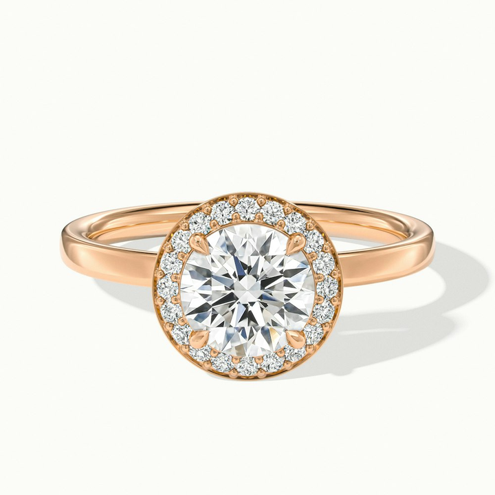 Arya 2.5 Carat Round Halo Pave Lab Grown Diamond Ring in 14k Rose Gold