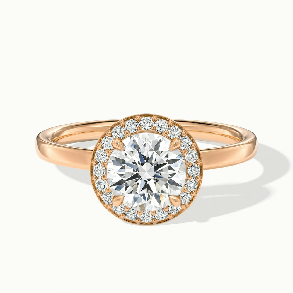 Arya 4.5 Carat Round Halo Pave Lab Grown Diamond Ring in 18k Rose Gold