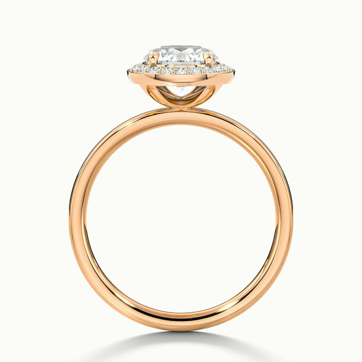 Aura 1 Carat Round Halo Pave Moissanite Engagement Ring in 14k Rose Gold