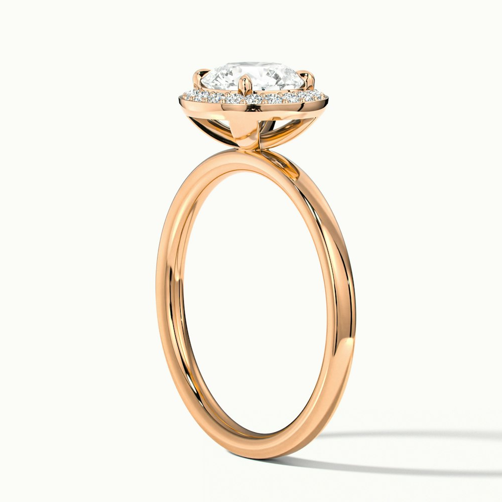 Aura 2 Carat Round Halo Pave Moissanite Engagement Ring in 14k Rose Gold