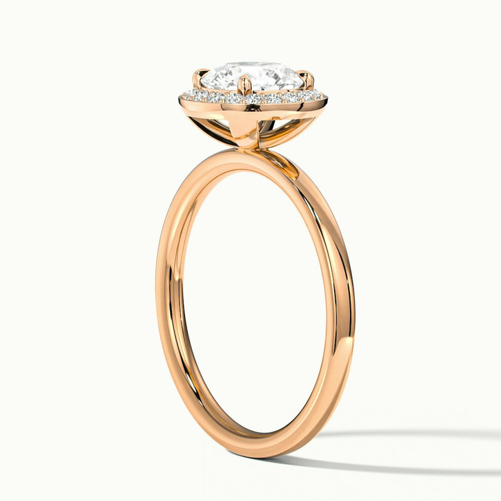 Aura 1 Carat Round Halo Pave Moissanite Engagement Ring in 18k Rose Gold