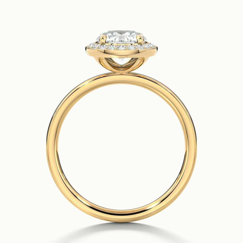 Aura 2 Carat Round Halo Pave Moissanite Engagement Ring in 10k Yellow Gold