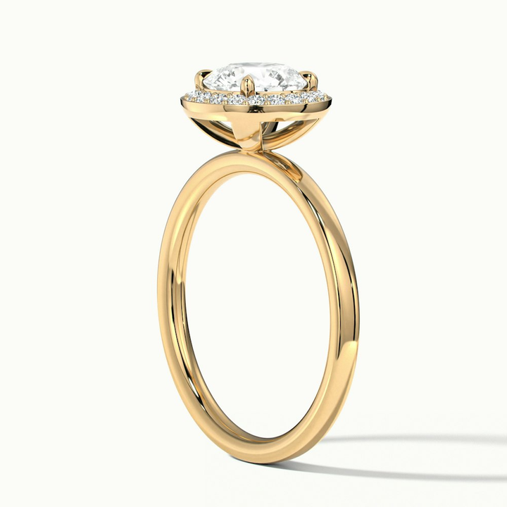 Aura 3.5 Carat Round Halo Pave Moissanite Engagement Ring in 14k Yellow Gold