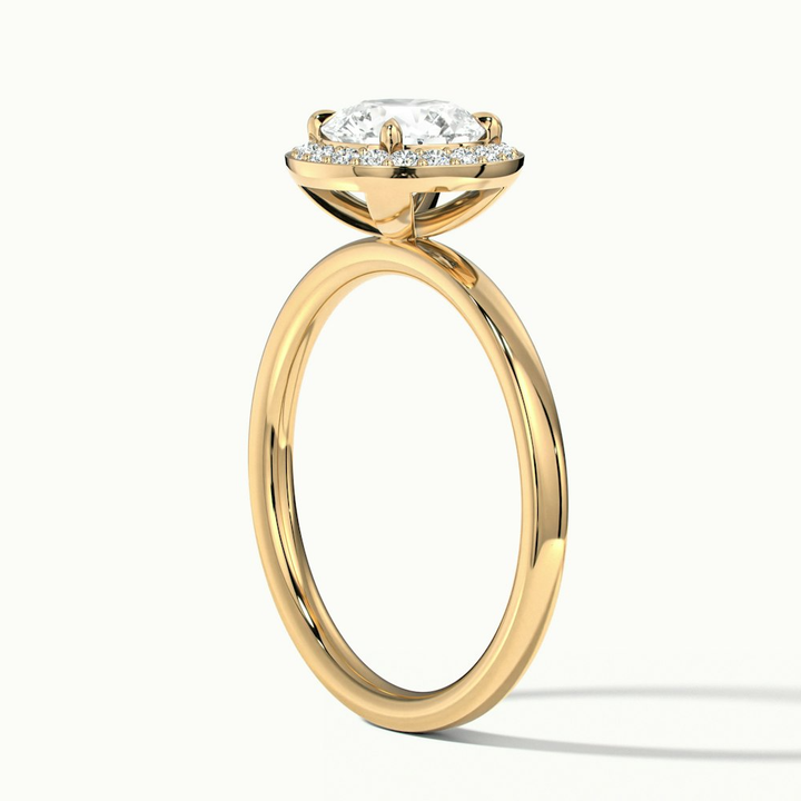 Aura 1.5 Carat Round Halo Pave Moissanite Engagement Ring in 18k Yellow Gold
