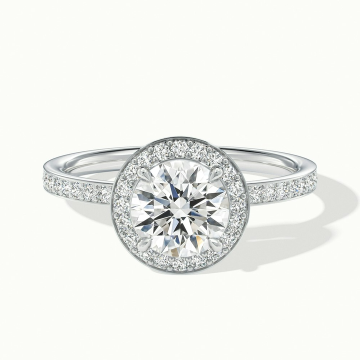 Nyra 1 Carat Round Halo Pave Moissanite Engagement Ring in 10k White Gold