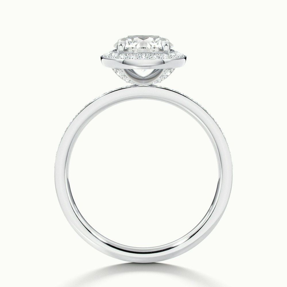 Nyra 2 Carat Round Halo Pave Moissanite Engagement Ring in 18k White Gold