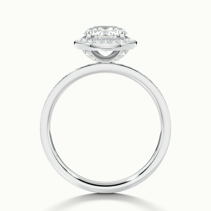 Nyra 2 Carat Round Halo Pave Moissanite Engagement Ring in 18k White Gold