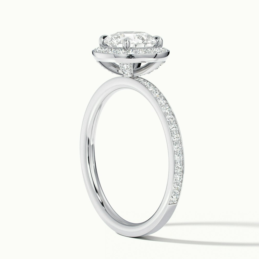 Nyra 4.5 Carat Round Halo Pave Moissanite Engagement Ring in 14k White Gold