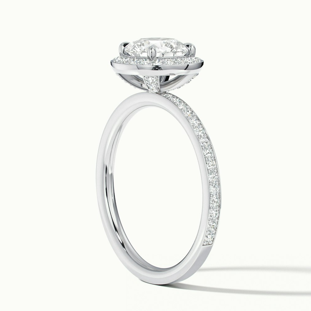 Lisa 1 Carat Round Halo Pave Lab Grown Diamond Ring in 10k White Gold