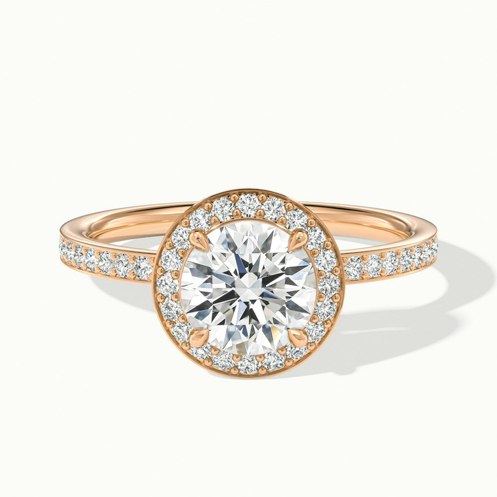 Nyra 2.5 Carat Round Halo Pave Moissanite Engagement Ring in 18k Rose Gold
