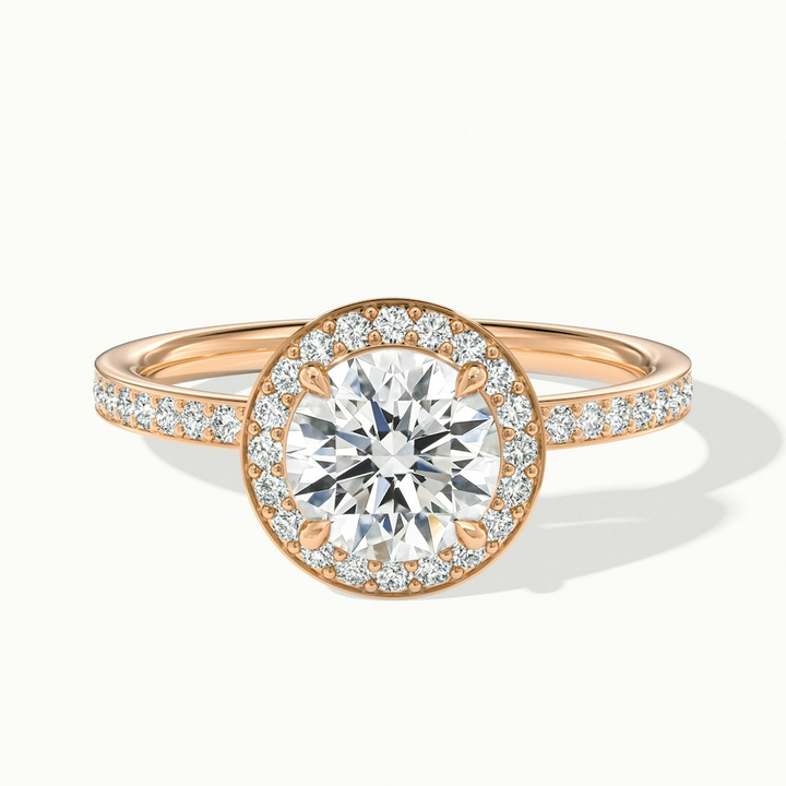 Lisa 3.5 Carat Round Halo Pave Lab Grown Diamond Ring in 10k Rose Gold