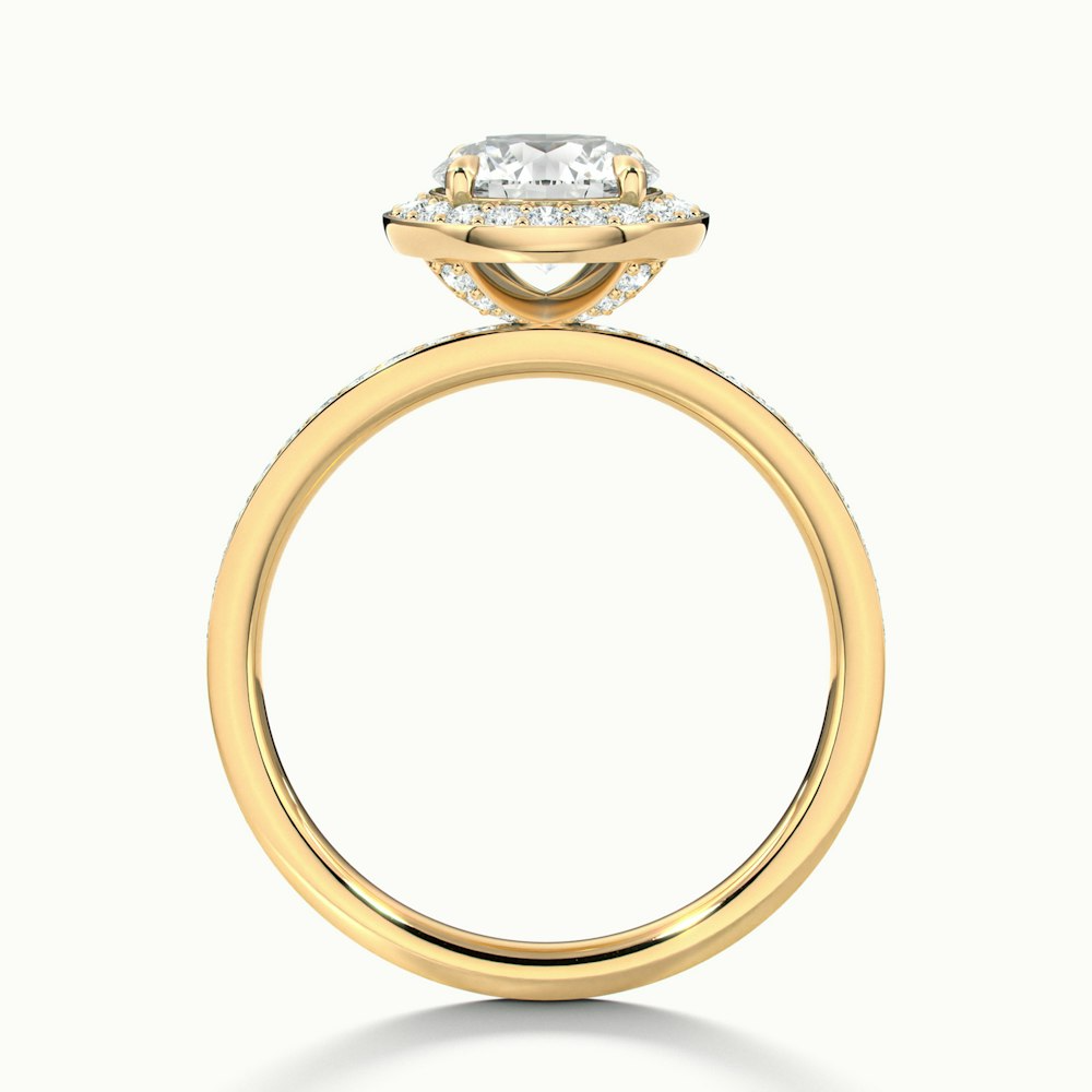 Nyra 5.5 Carat Round Halo Pave Moissanite Engagement Ring in 14k Yellow Gold