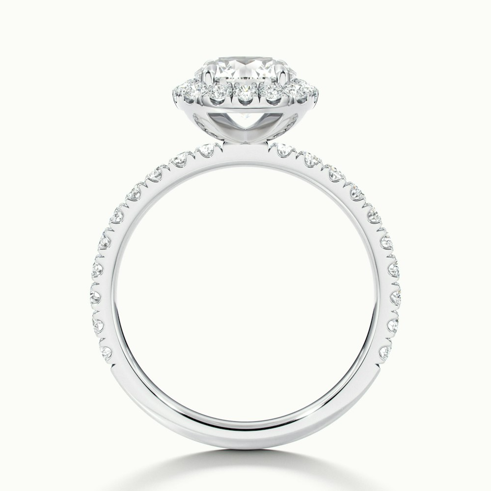 Zia 1 Carat Round Cut Halo Pave Moissanite Engagement Ring in 14k White Gold