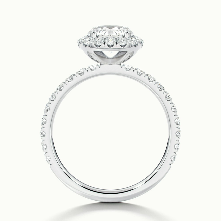 Zia 5.5 Carat Round Cut Halo Pave Moissanite Engagement Ring in 14k White Gold