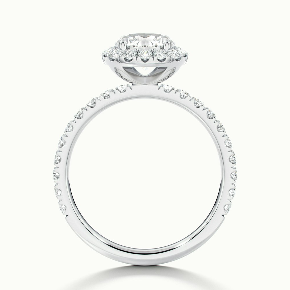 Adley 3.5 Carat Round Cut Halo Pave Lab Grown Diamond Ring in 10k White Gold