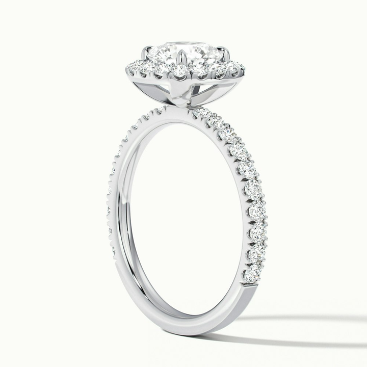 Adley 3.5 Carat Round Cut Halo Pave Lab Grown Diamond Ring in 10k White Gold