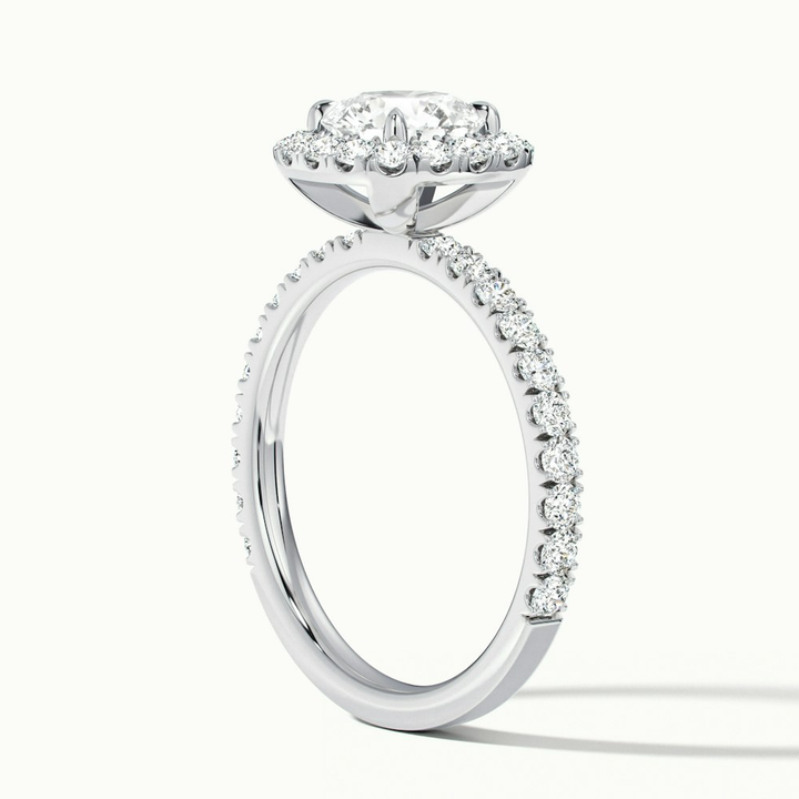 Zia 1 Carat Round Cut Halo Pave Moissanite Engagement Ring in 14k White Gold
