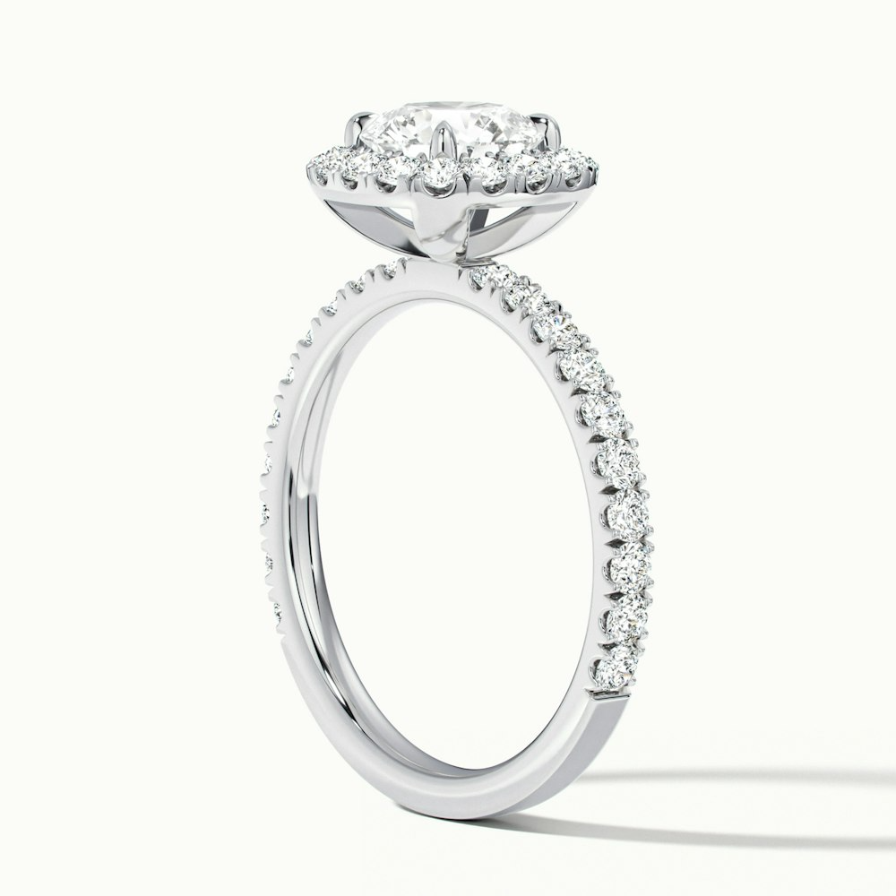 Adley 1 Carat Round Cut Halo Pave Lab Grown Diamond Ring in 14k White Gold