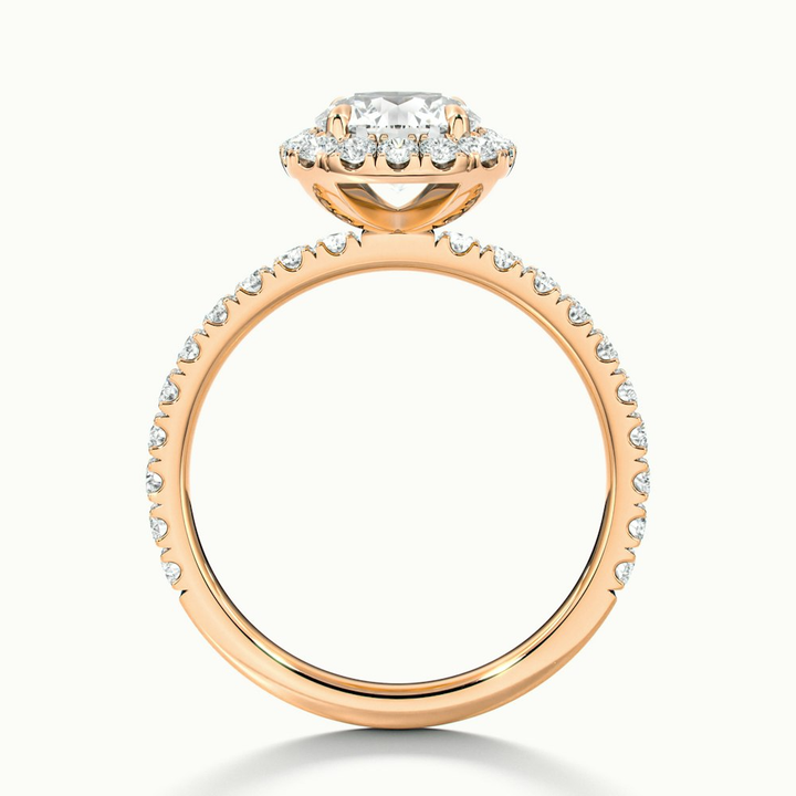 Adley 4.5 Carat Round Cut Halo Pave Lab Grown Diamond Ring in 10k Rose Gold