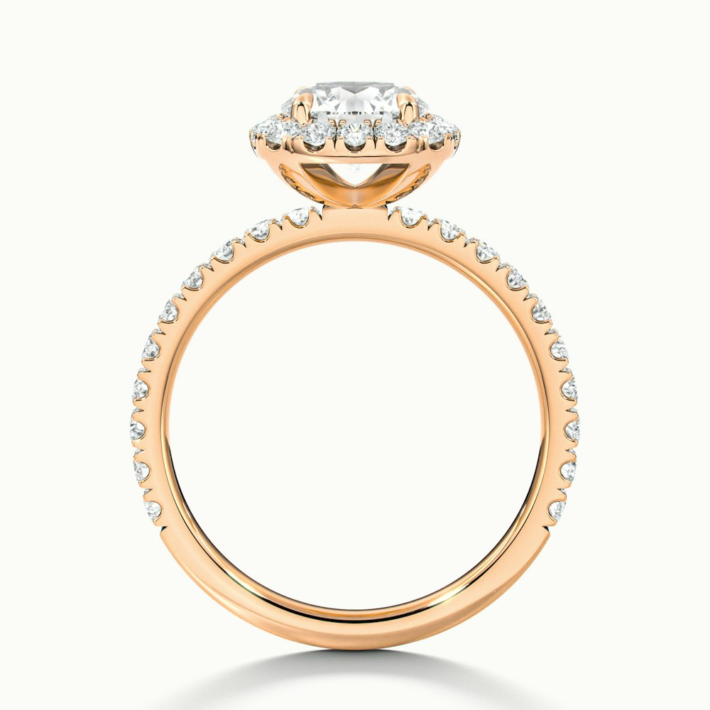Adley 1 Carat Round Cut Halo Pave Lab Grown Diamond Ring in 18k Rose Gold
