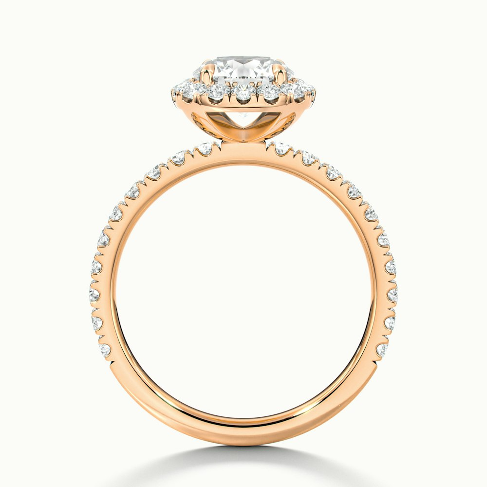 Adley 2.5 Carat Round Cut Halo Pave Lab Grown Diamond Ring in 10k Rose Gold