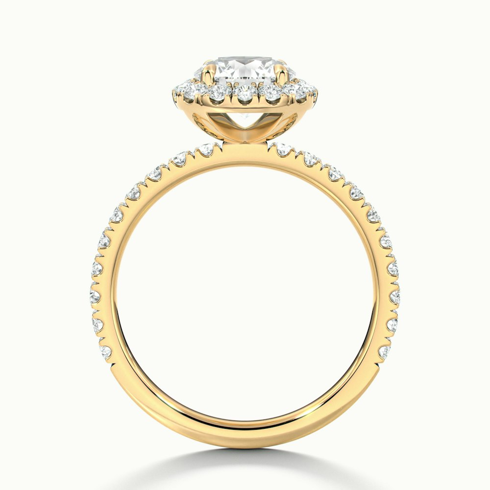 Zia 3.5 Carat Round Cut Halo Pave Moissanite Engagement Ring in 10k Yellow Gold