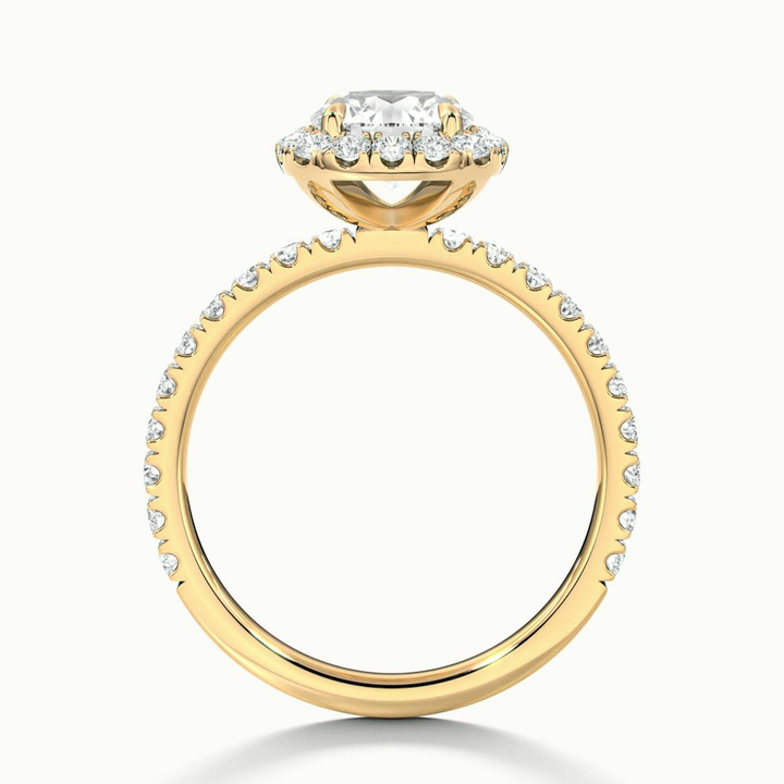 Adley 5 Carat Round Cut Halo Pave Lab Grown Diamond Ring in 10k Yellow Gold