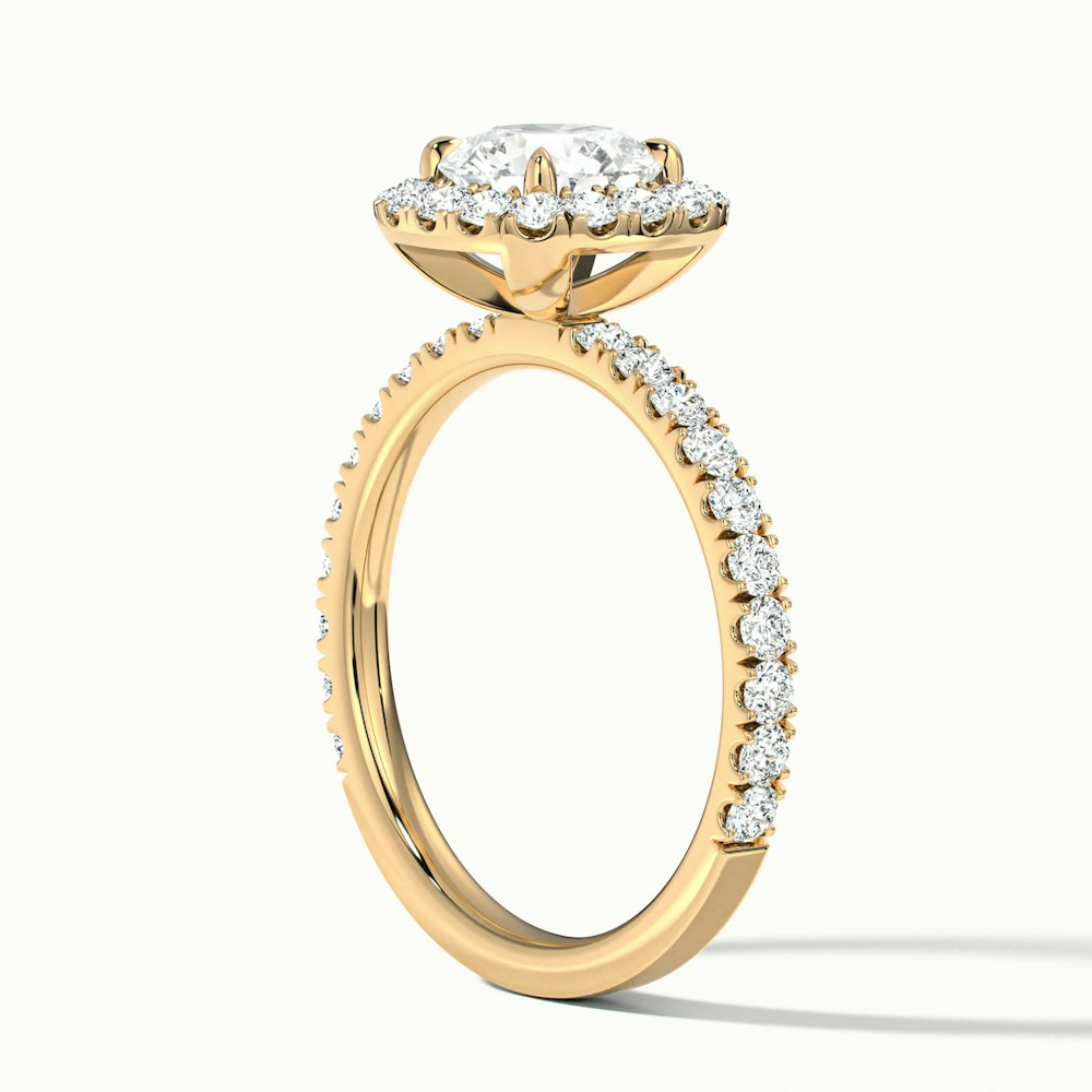 Adley 3.5 Carat Round Cut Halo Pave Lab Grown Diamond Ring in 10k Yellow Gold