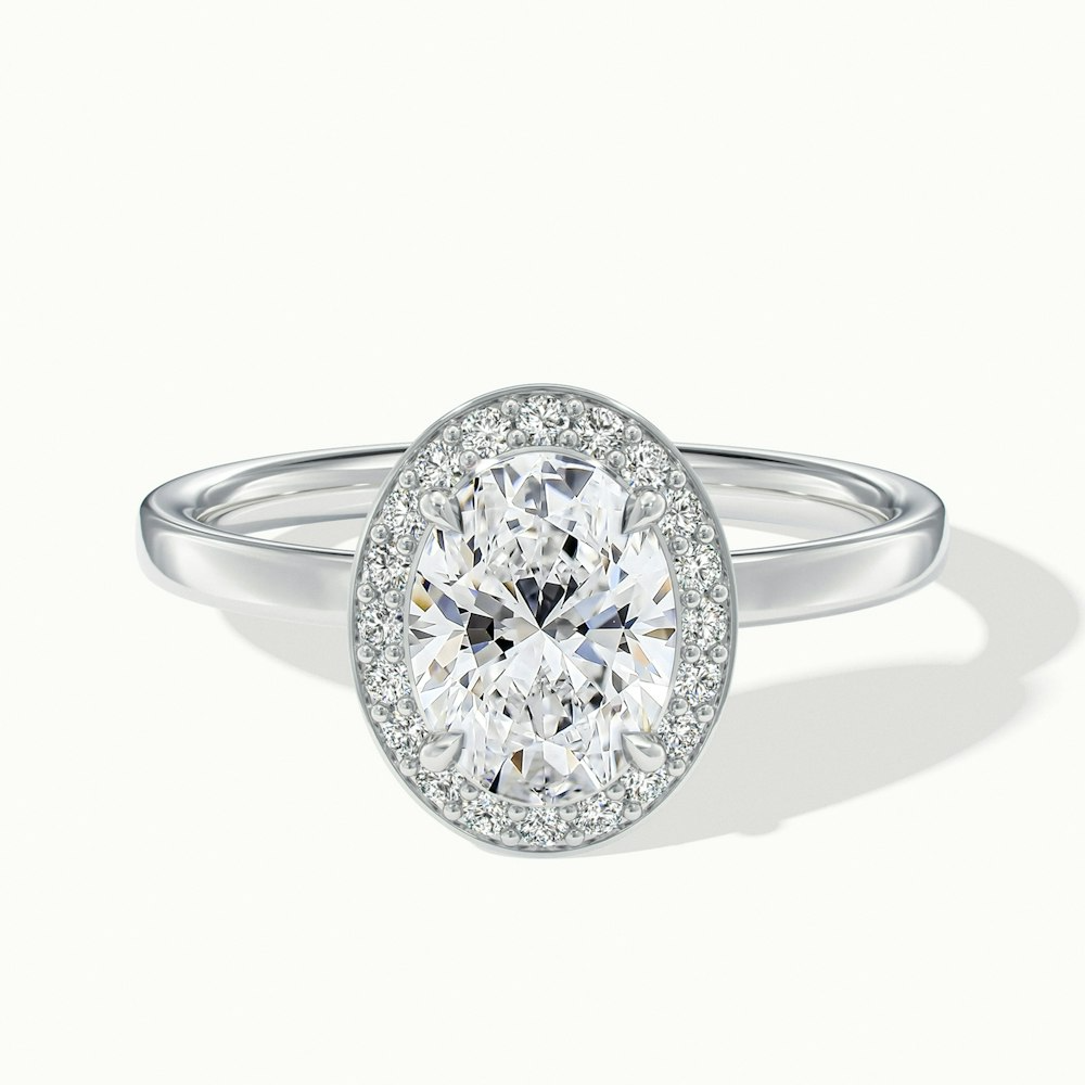 Joa 5 Carat Oval Halo Moissanite Engagement Ring in Platinum