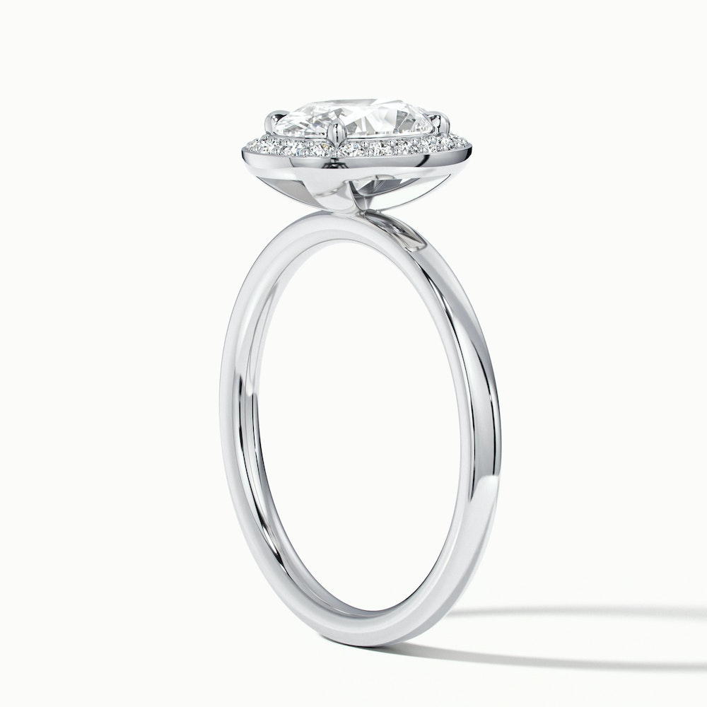 Joa 1.5 Carat Oval Halo Moissanite Engagement Ring in 18k White Gold