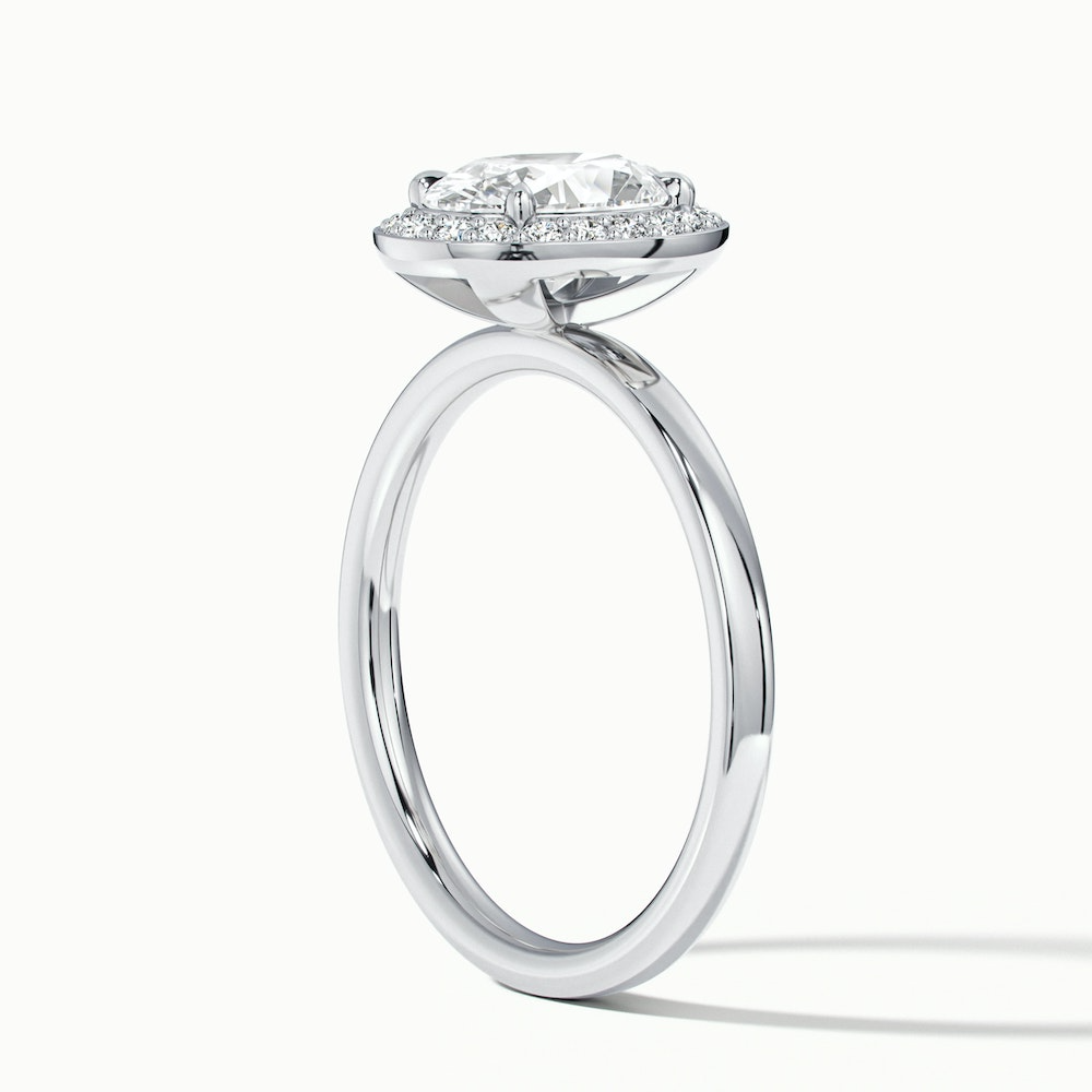 Joa 2 Carat Oval Halo Moissanite Engagement Ring in 18k White Gold