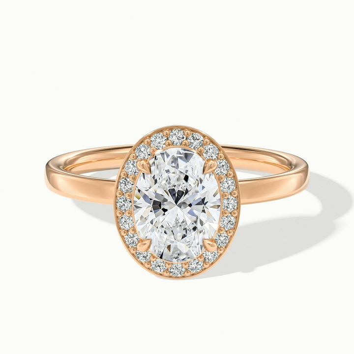 Joa 2 Carat Oval Halo Moissanite Engagement Ring in 18k Rose Gold