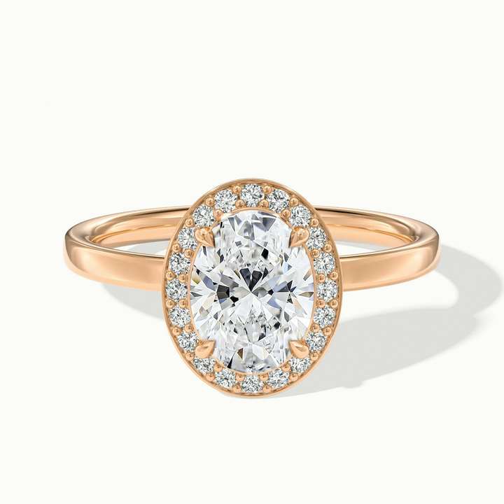 Aisha 1 Carat Oval Halo Lab Grown Diamond Ring in 18k Rose Gold
