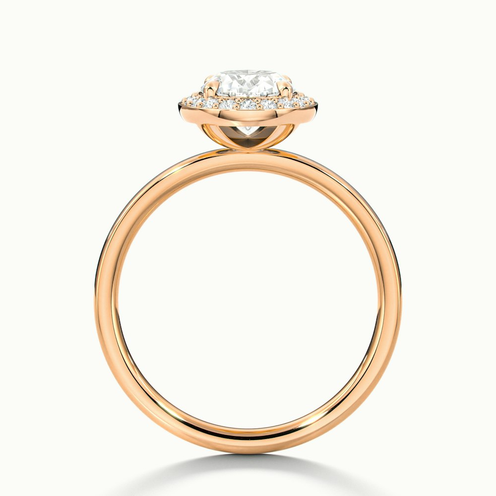 Aisha 1 Carat Oval Halo Lab Grown Diamond Ring in 18k Rose Gold