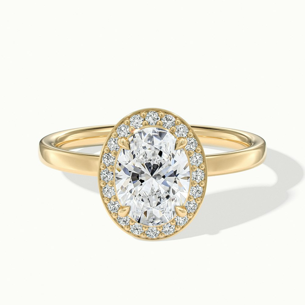 Joa 3 Carat Oval Halo Moissanite Engagement Ring in 10k Yellow Gold