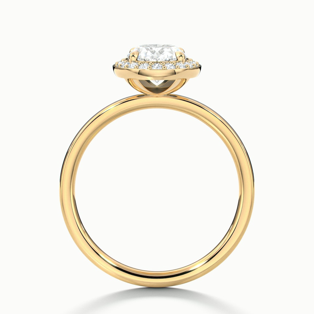 Aisha 4.5 Carat Oval Halo Lab Grown Diamond Ring in 18k Yellow Gold