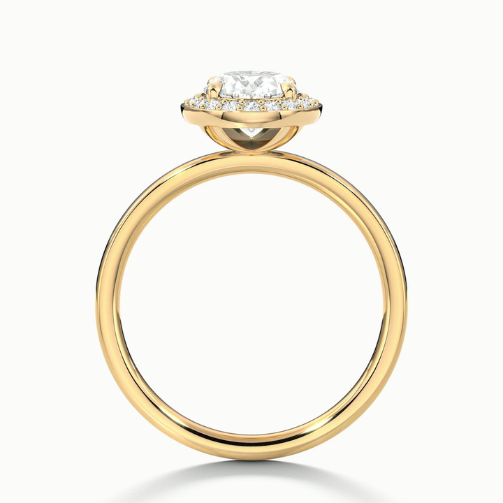 Aisha 1 Carat Oval Halo Lab Grown Diamond Ring in 10k Yellow Gold