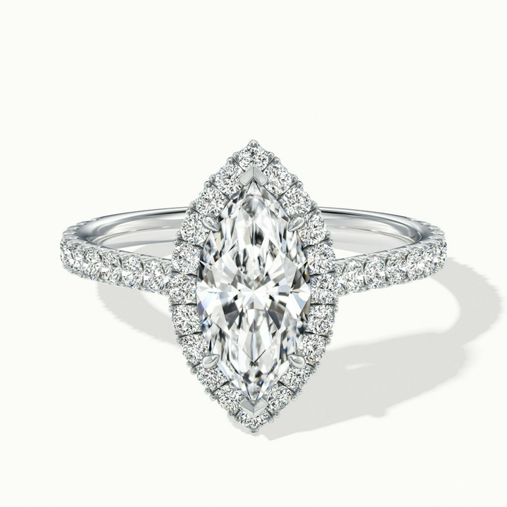 Alexa 4.5 Carat Marquise Halo Pave Lab Grown Diamond Ring in Platinum