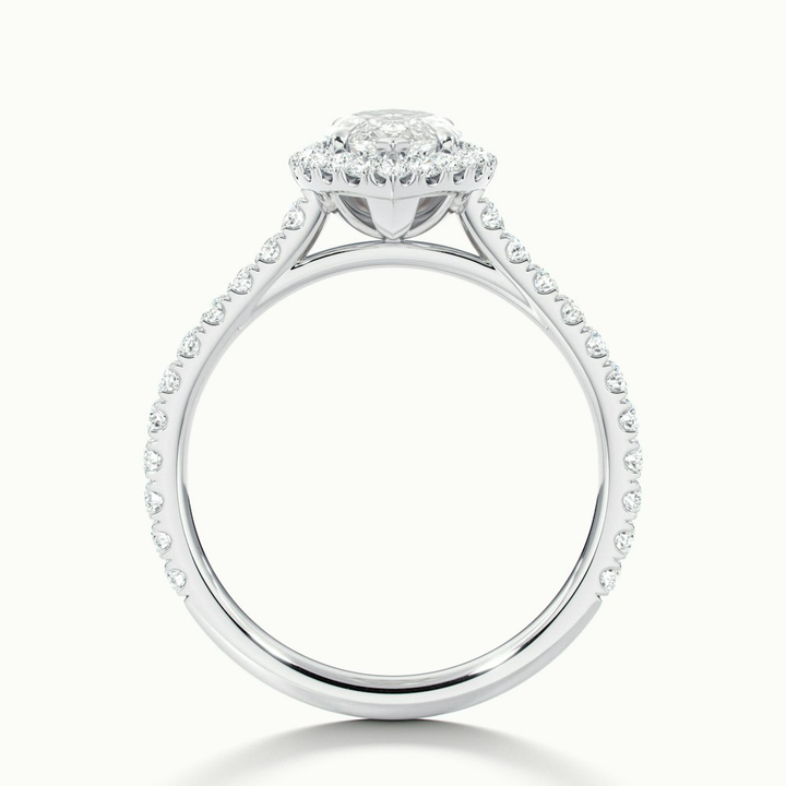 Anna 3.5 Carat Marquise Halo Pave Moissanite Engagement Ring in Platinum