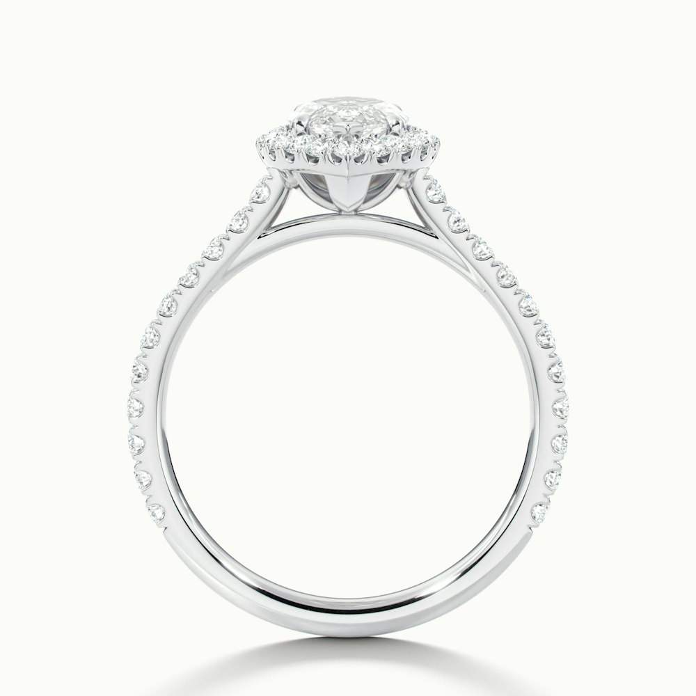 Anna 1.5 Carat Marquise Halo Pave Moissanite Engagement Ring in 10k White Gold