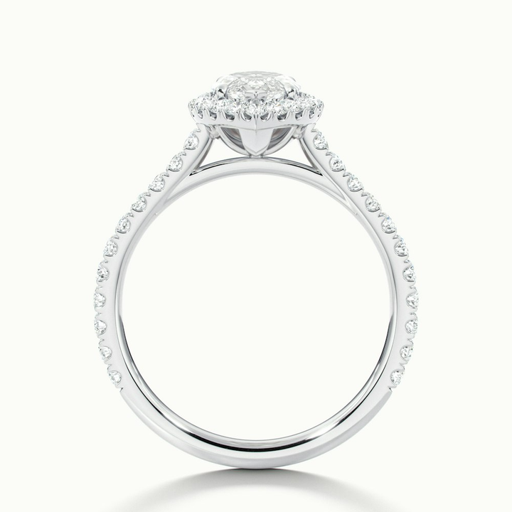Anna 2 Carat Marquise Halo Pave Moissanite Engagement Ring in 10k White Gold
