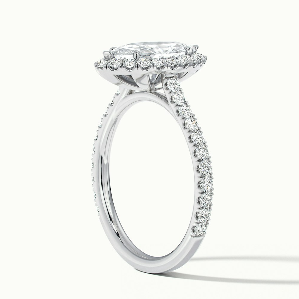 Anna 1.5 Carat Marquise Halo Pave Moissanite Engagement Ring in 10k White Gold