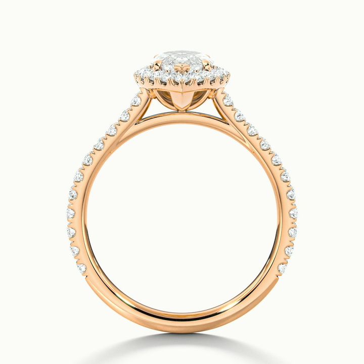 Anna 1 Carat Marquise Halo Pave Moissanite Engagement Ring in 14k Rose Gold