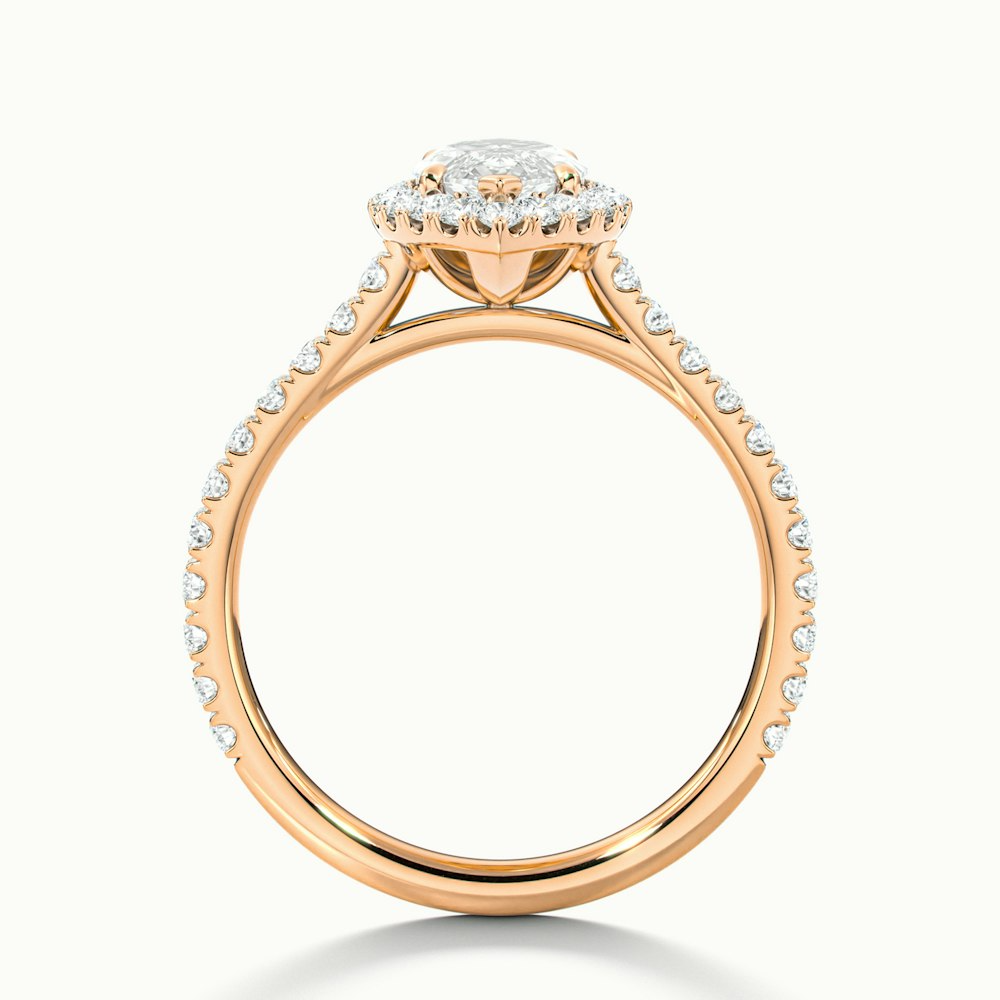 Anna 1.5 Carat Marquise Halo Pave Moissanite Engagement Ring in 10k Rose Gold