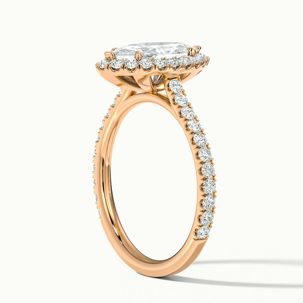 Anna 1 Carat Marquise Halo Pave Moissanite Engagement Ring in 14k Rose Gold