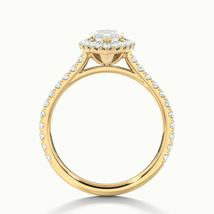 Alexa 1 Carat Marquise Halo Pave Lab Grown Diamond Ring in 10k Yellow Gold