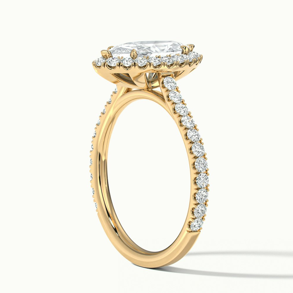 Alexa 4 Carat Marquise Halo Pave Lab Grown Diamond Ring in 10k Yellow Gold