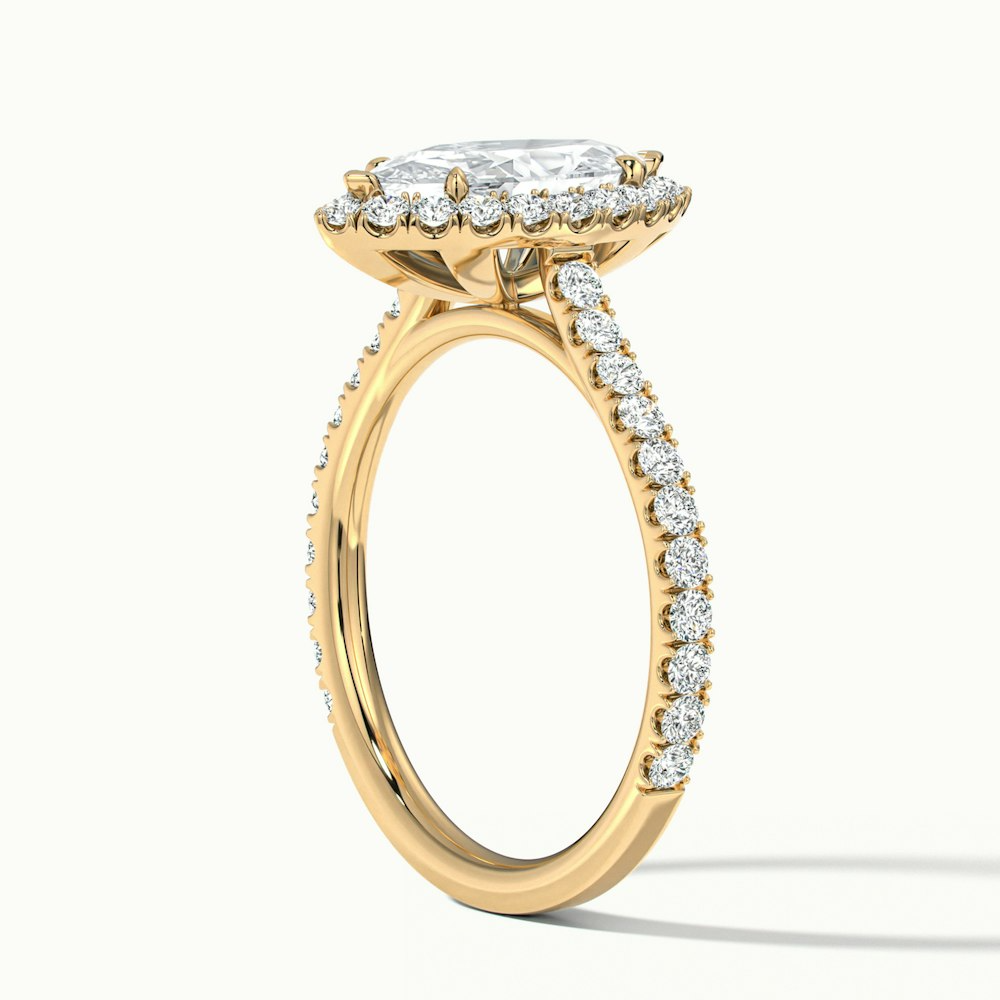 Anna 3.5 Carat Marquise Halo Pave Moissanite Engagement Ring in 10k Yellow Gold